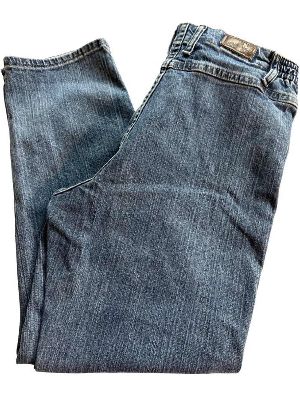 Y2k Lee High Rise Jeans 10 Petites Cotton Side Elastic Stretch Waist Grunge - Picture 2 of 7